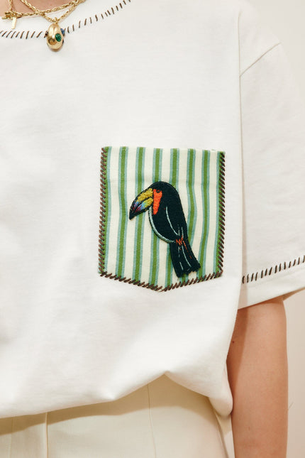 TOUCAN TANGO EMBROIDERED POCKET TEE