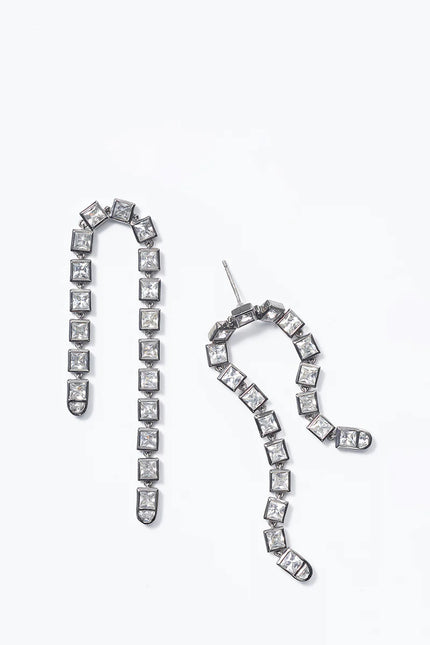 WHITE ZIRCON ARC EARRINGS