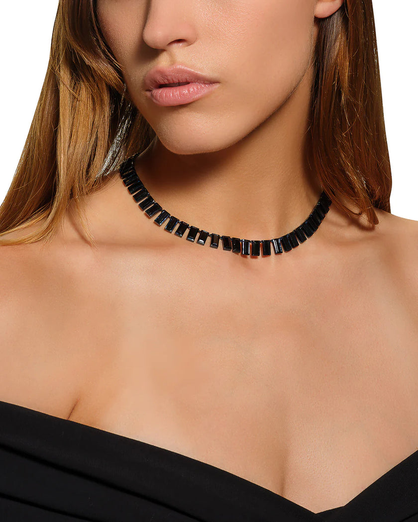BAGUETTE TILE RIVIERE NECKLACE BLACK SPINEL