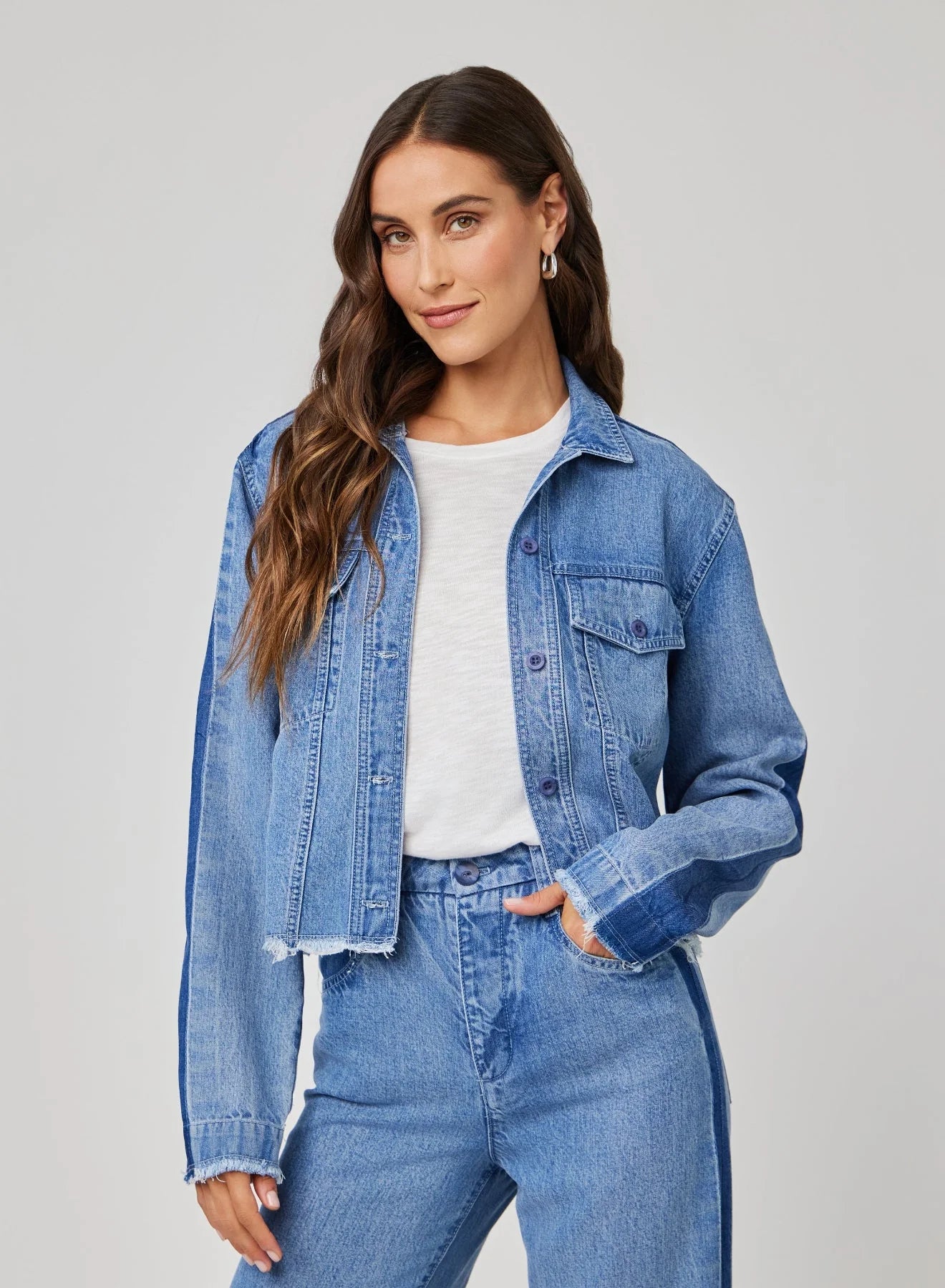 BILLIE TACKED SLEEVE DENIM JACKET