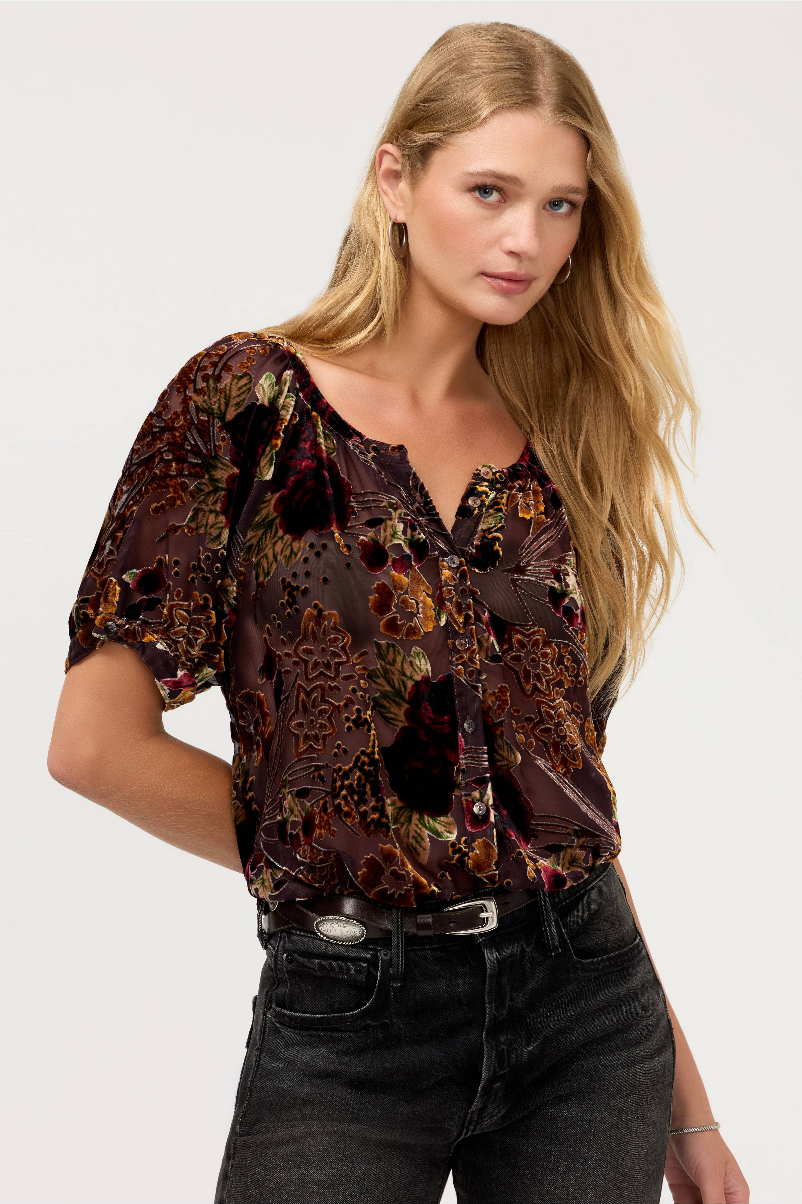 AVAH BUTTON DOWN SHIRT IN JOANNA BURNOUT