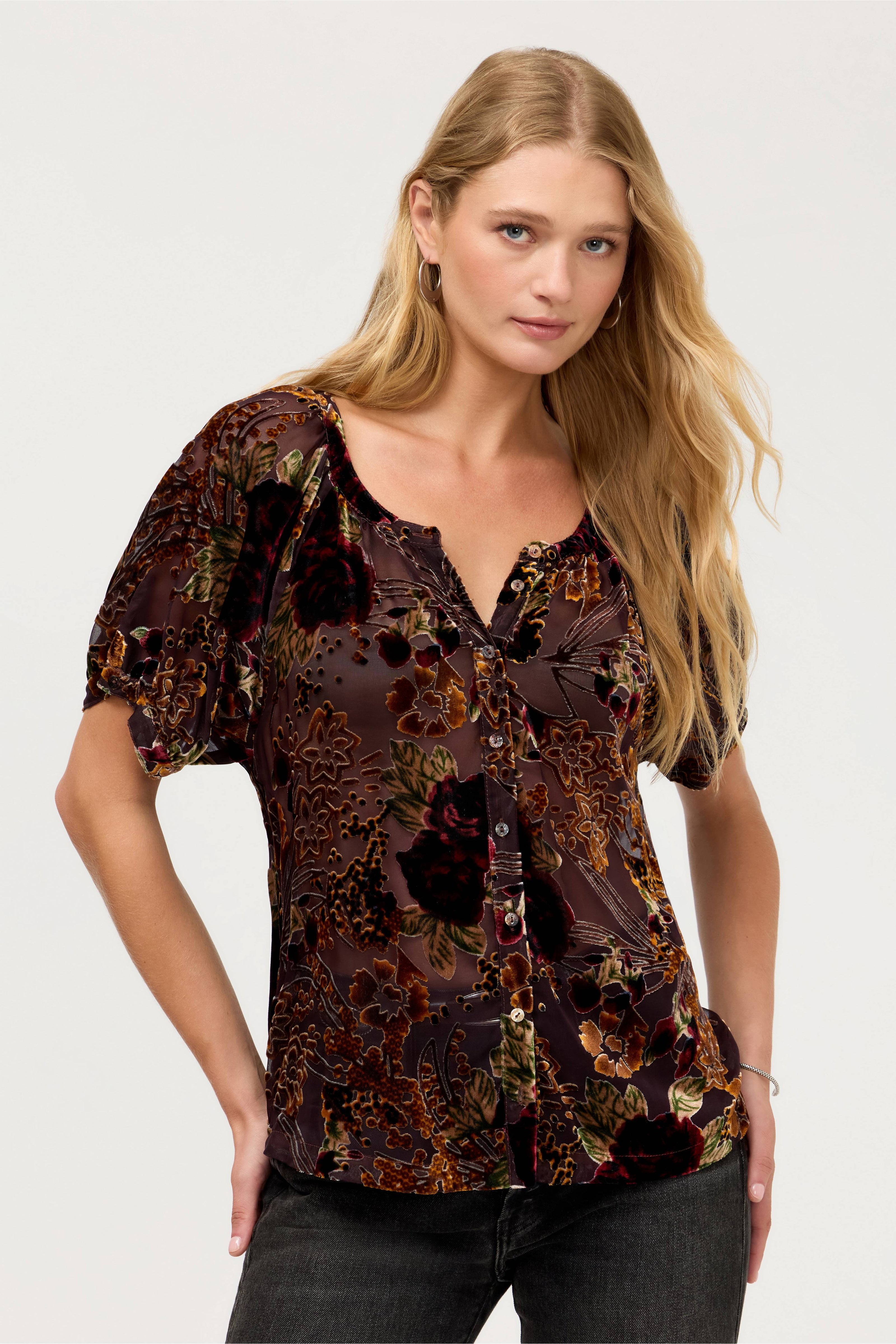 AVAH BUTTON DOWN SHIRT IN JOANNA BURNOUT