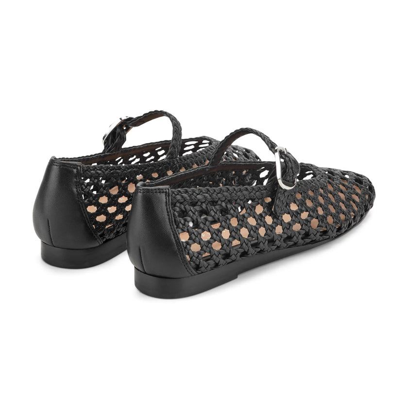 EVONNA WOVEN LEATHER MARY JANE BALLET FLAT