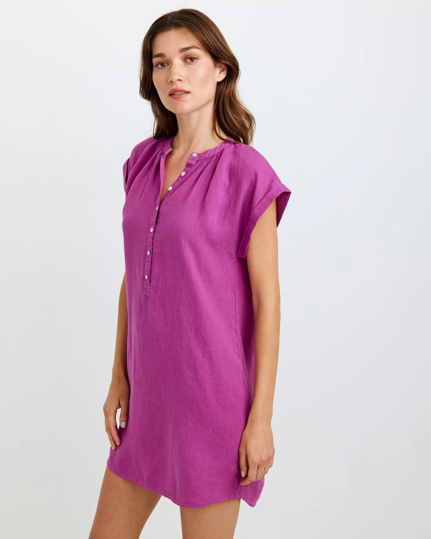 CAP SLEEVE HENLEY DRESS