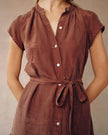 CAP SLEEVE RUFFLE HEM SHIRT DRESS