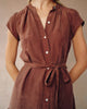 CAP SLEEVE RUFFLE HEM SHIRT DRESS