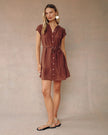 CAP SLEEVE RUFFLE HEM SHIRT DRESS