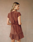 CAP SLEEVE RUFFLE HEM SHIRT DRESS