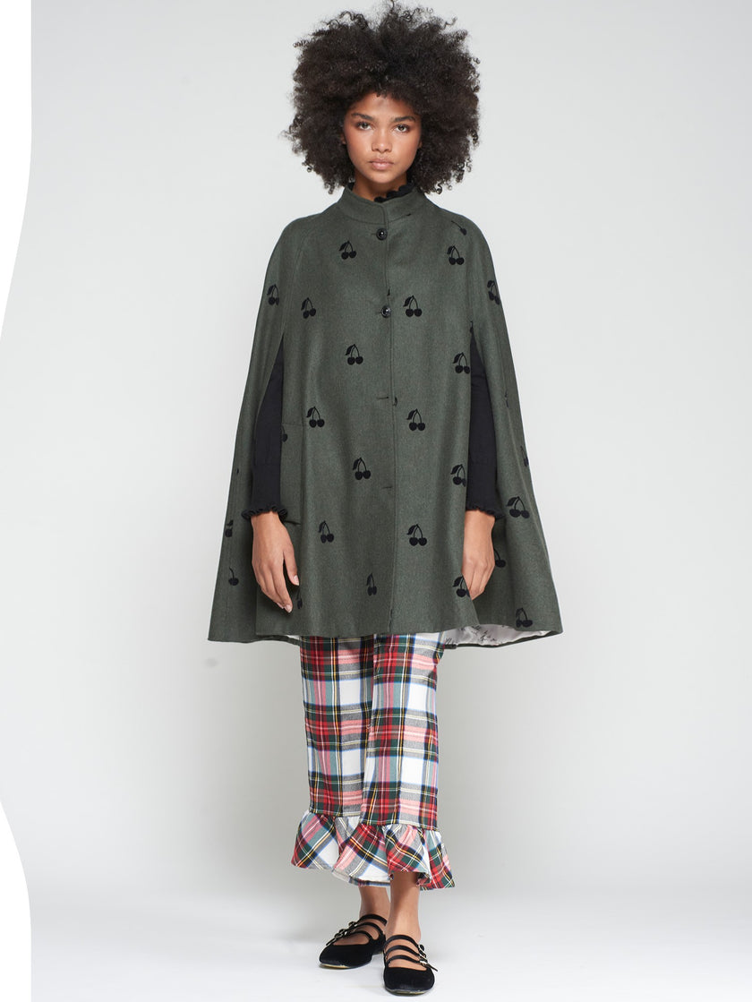CHERRY EMBROIDERED CAPE
