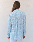CLASSIC BUTTON DOWN SHIRT IN BLUE DITSY FLORAL PRINT