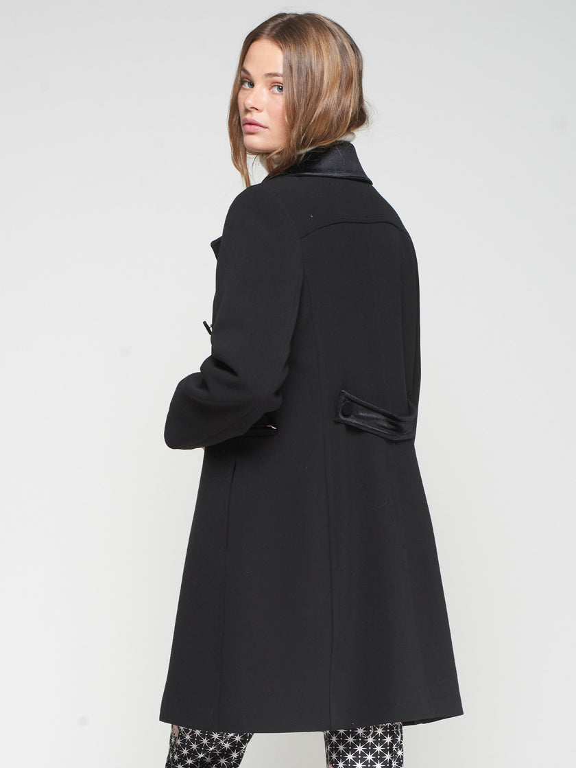 KATE VELVET DETAIL BACK BELT COAT