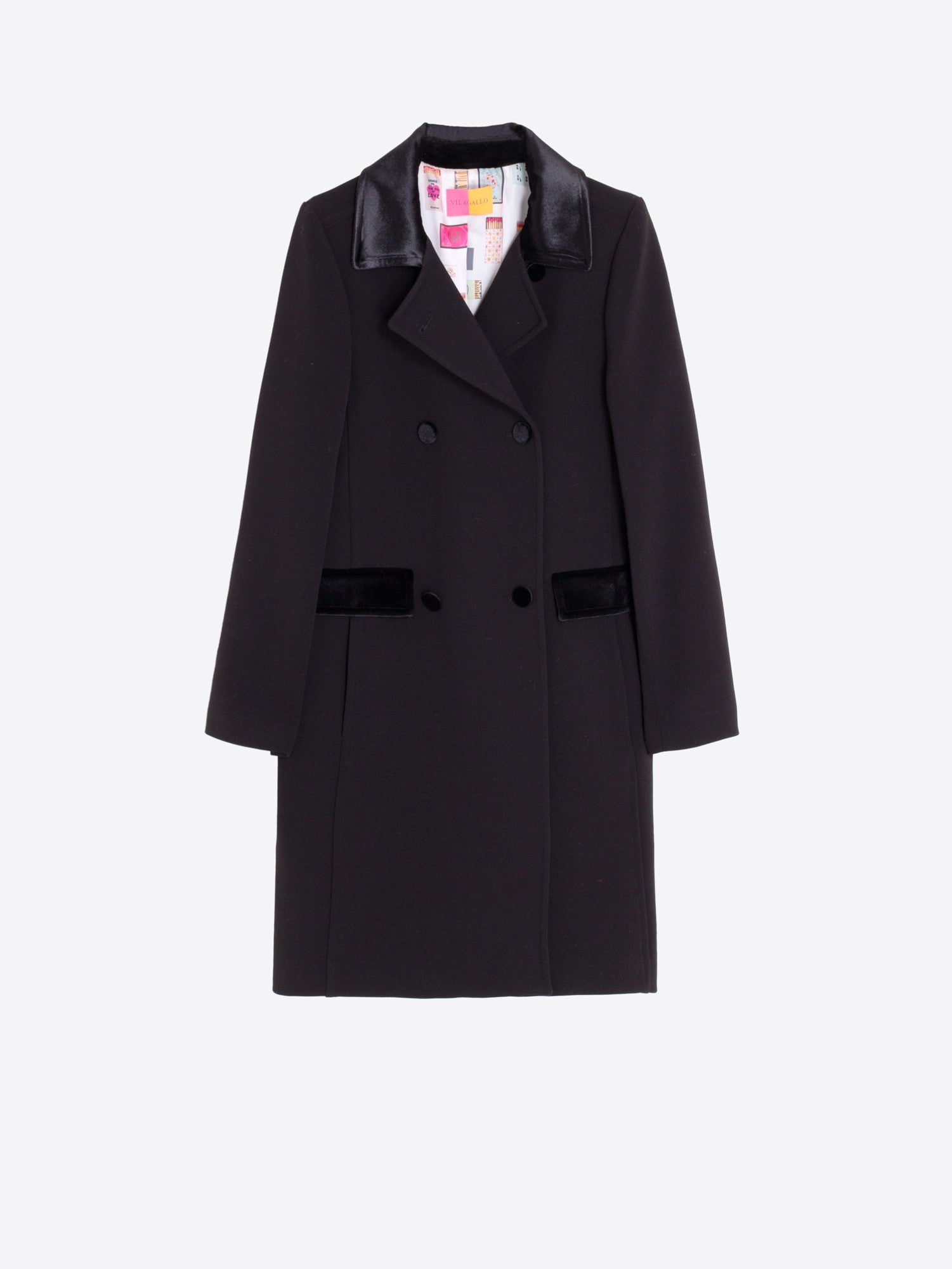 KATE VELVET DETAIL BACK BELT COAT