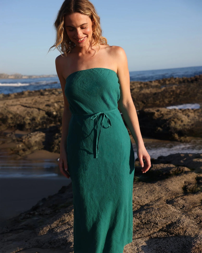STRAPLESS BIAS MAXI DRESS