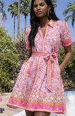 AULA LINEN DRESS IN CLEAR SAILING PRINT