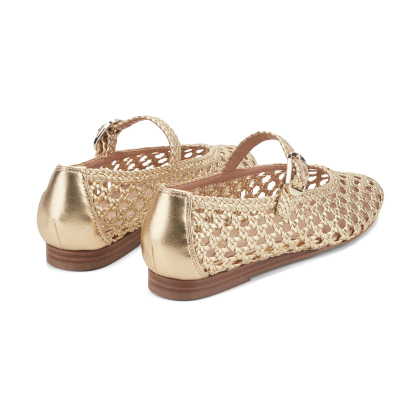 EVONNA WOVEN LEATHER MARY JANE BALLET FLAT