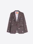 DOG EMBROIDERED HOUNDSTOOTH PRINT BLAZER