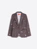 DOG EMBROIDERED HOUNDSTOOTH PRINT BLAZER
