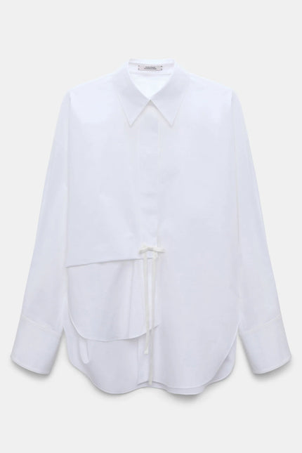 POPLIN POWER LONG SLEEVE BLOUSE WITH TUCK DETAL