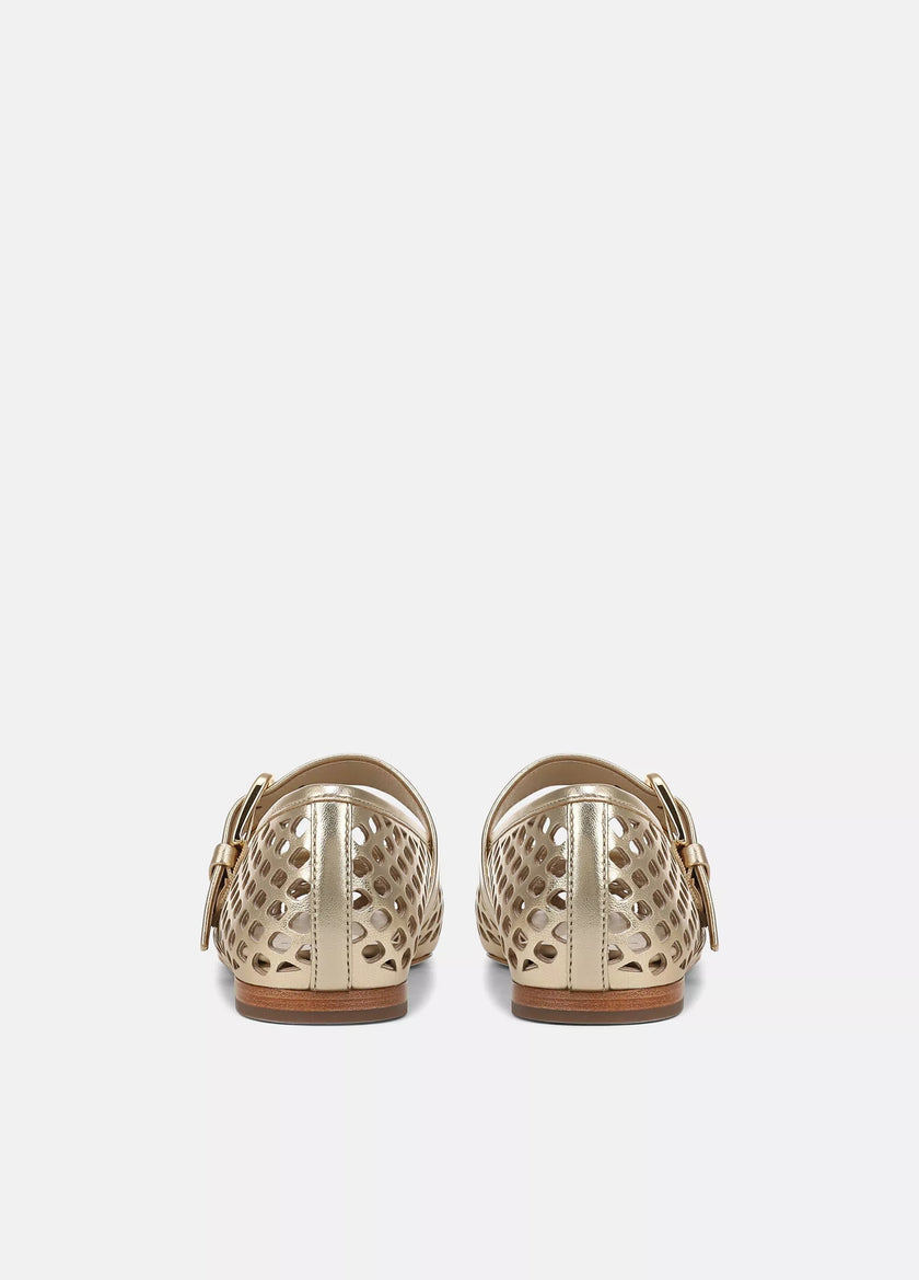 DANIELA PERFORATED LEATHER MARY JANE FLAT