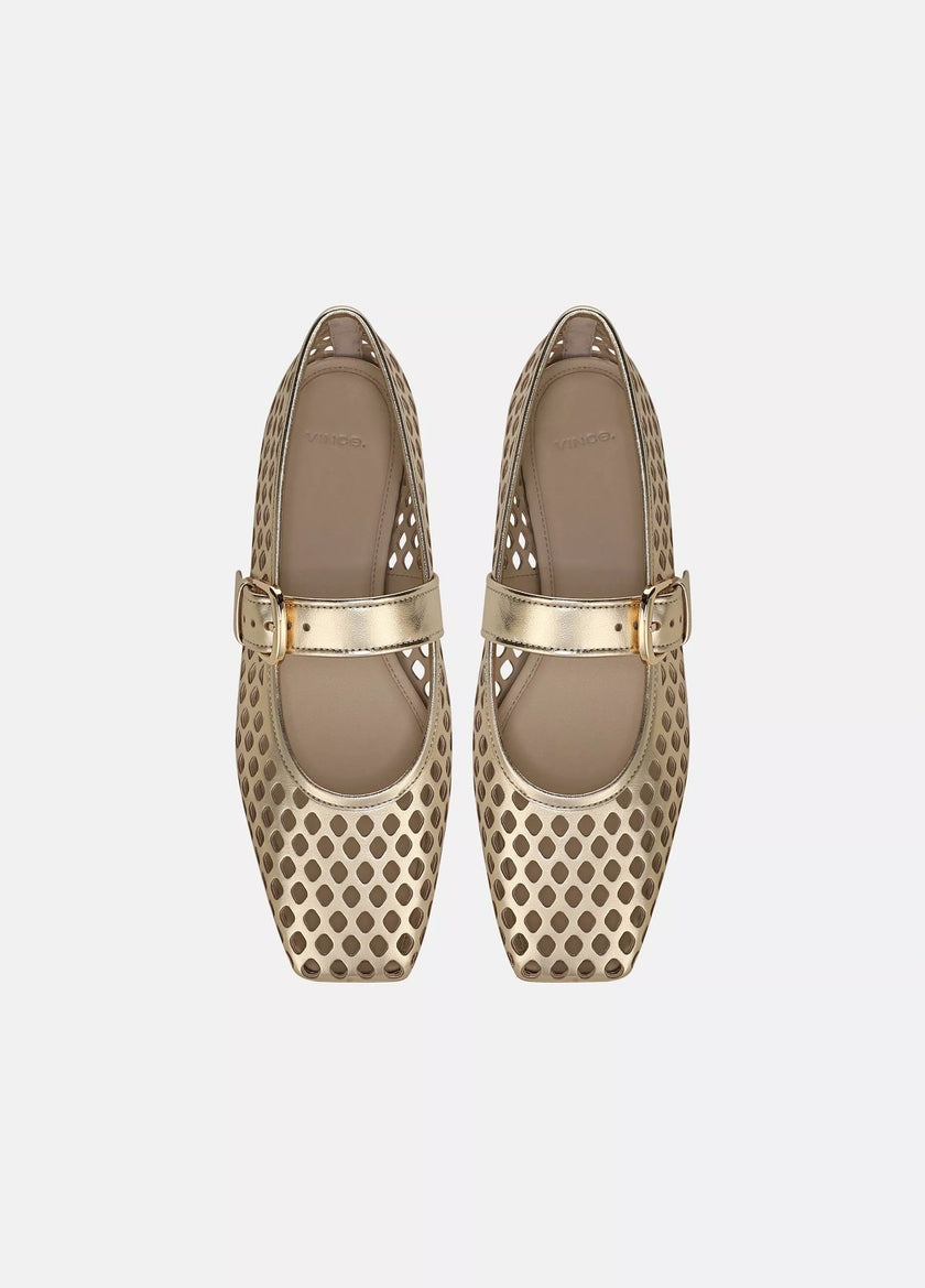 DANIELA PERFORATED LEATHER MARY JANE FLAT