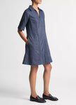 COTTON LINEN CHAMBRAY ALINE DRESS