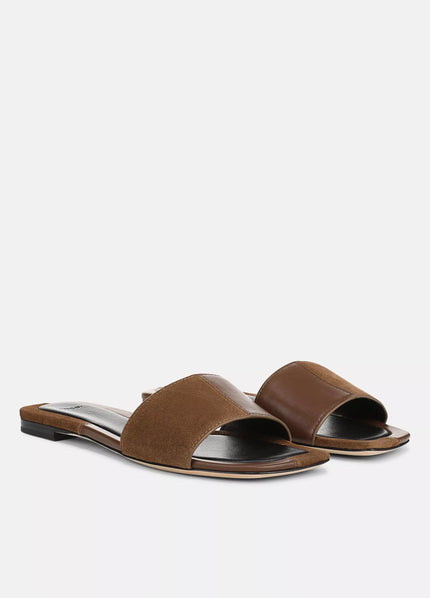 VALERIA LEATHER AND SUEDE SLIDE SANDAL