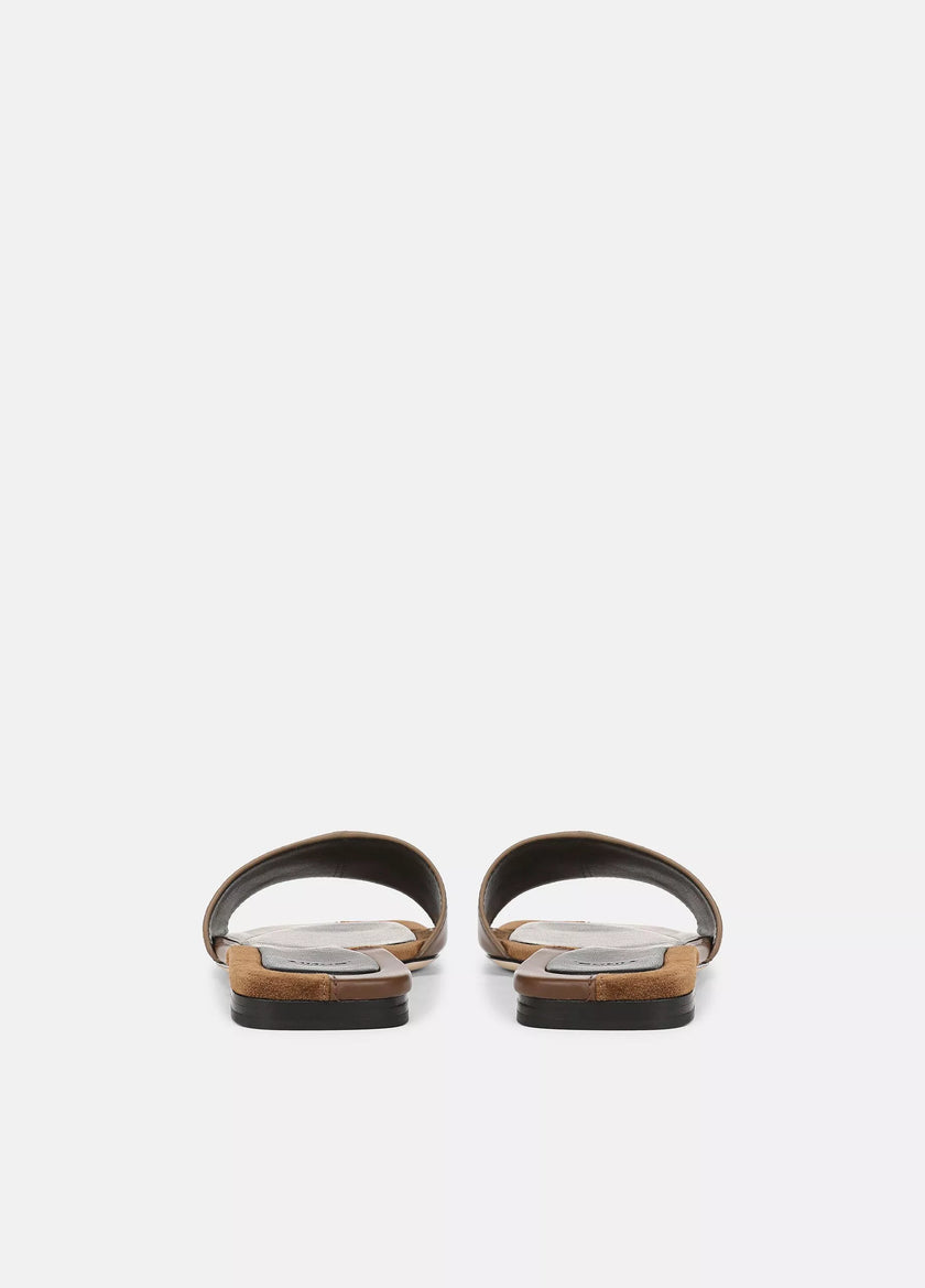 VALERIA LEATHER AND SUEDE SLIDE SANDAL