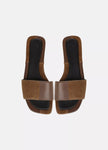 VALERIA LEATHER AND SUEDE SLIDE SANDAL