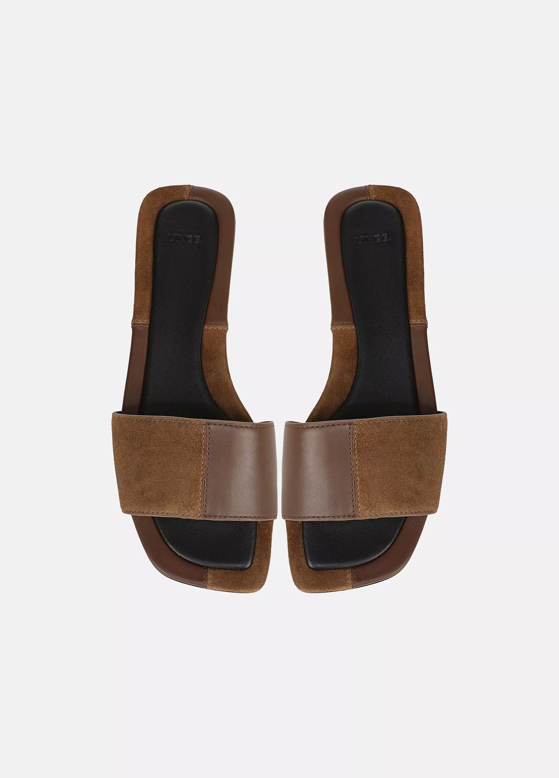 VALERIA LEATHER AND SUEDE SLIDE SANDAL