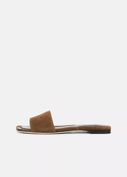 VALERIA LEATHER AND SUEDE SLIDE SANDAL