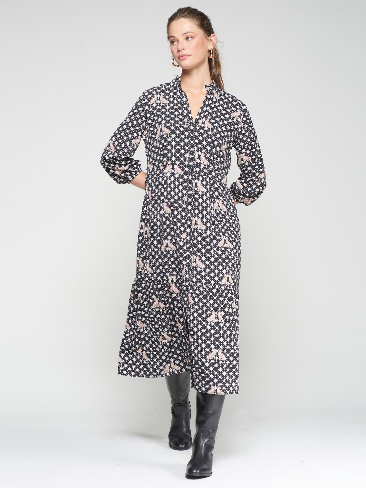 LUCILLE CHEETAH PRINT AND STAR DRESS