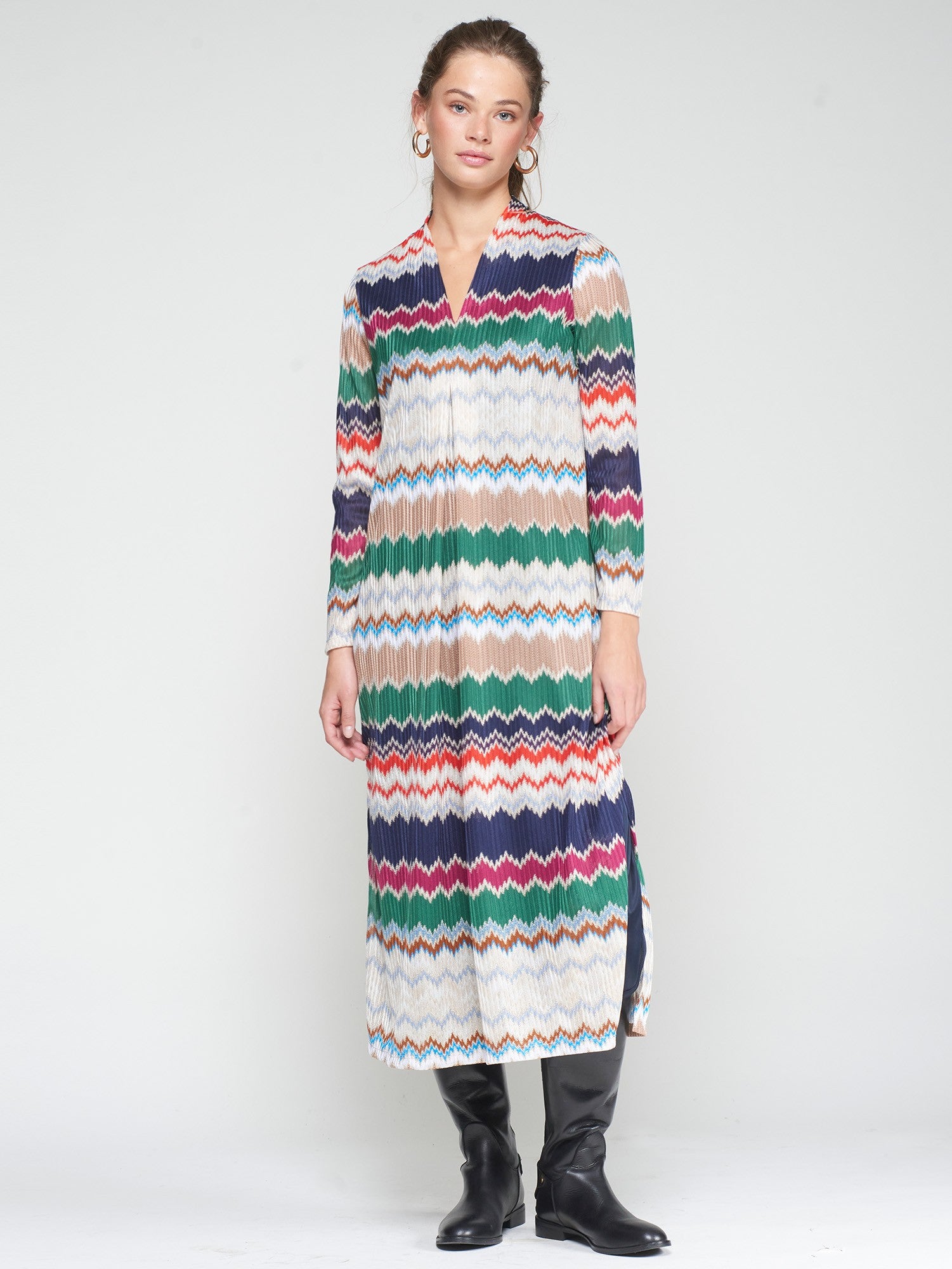 MARGA HERRINGBONE LUREX JACQUARD DRESS