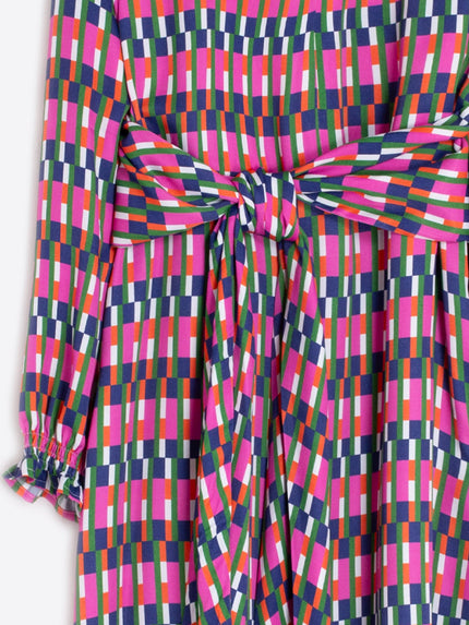 ROBERTA GEOMETRIC PRINT LONG DRESS