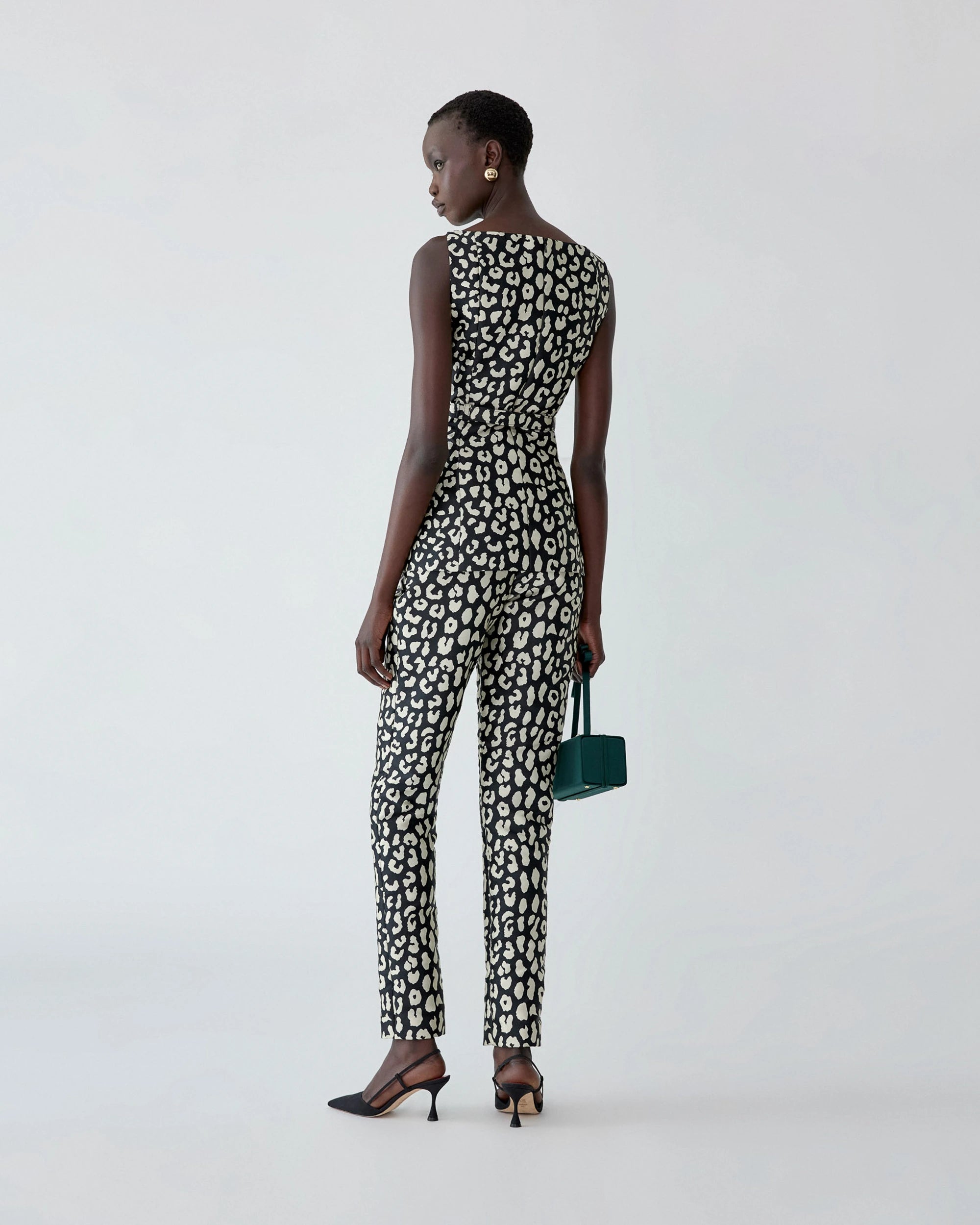 LEOPARD SPOT JACQUARD BOAT NECK TOP