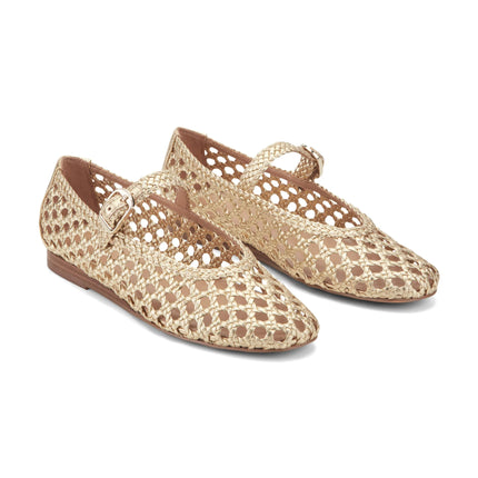 EVONNA WOVEN LEATHER MARY JANE BALLET FLAT