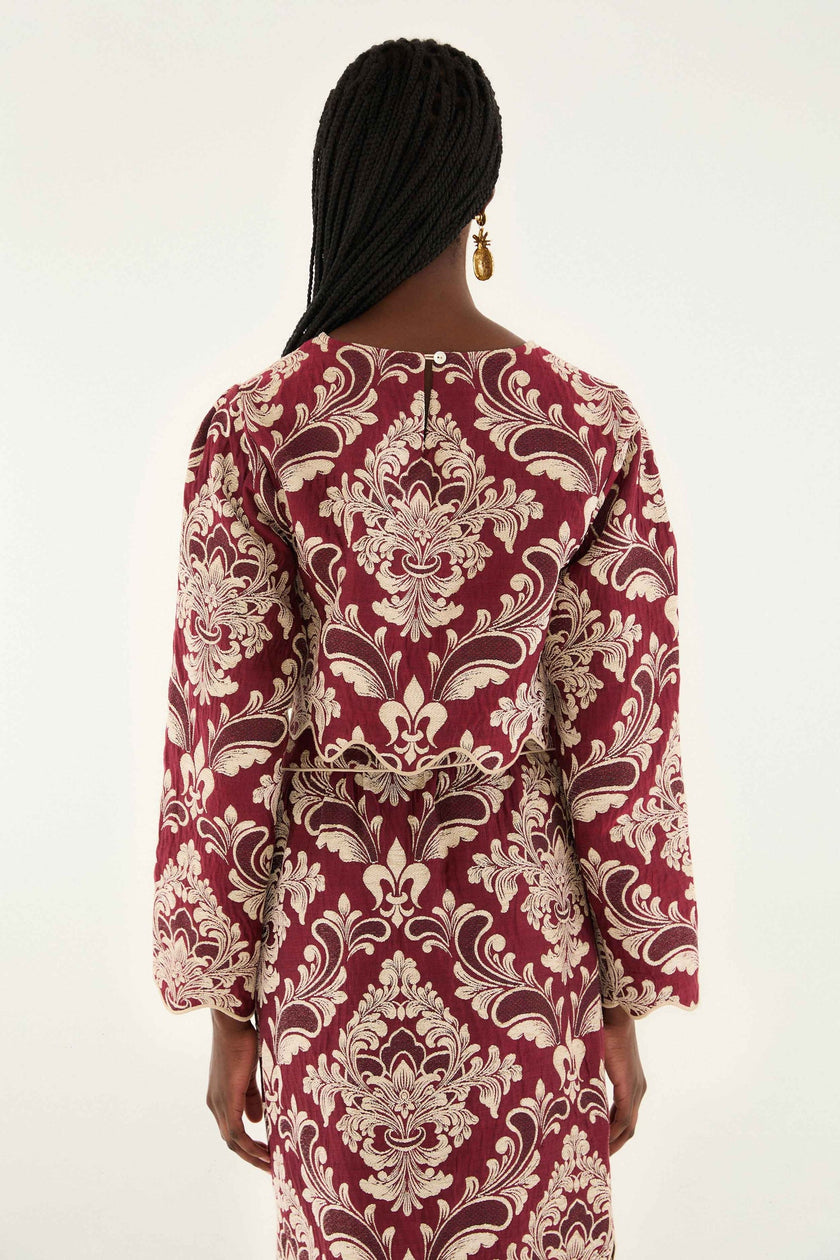 BICOLOR JACQUARD WAVES LONG SLEEVE TOP