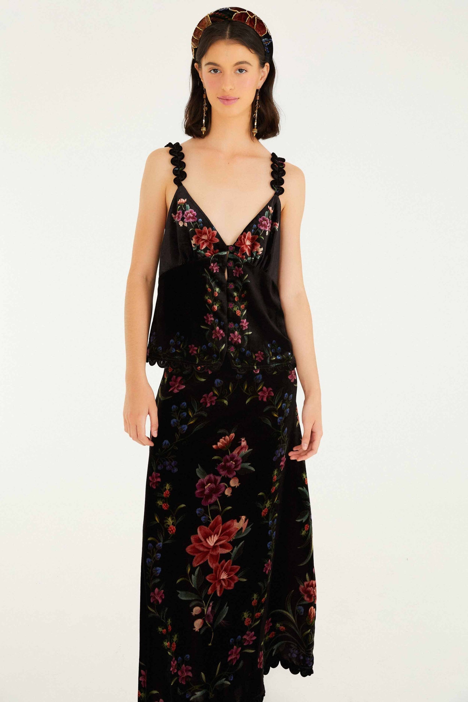 BELLE GARDEN SCALLOP HEM MIDI SKIRT