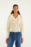 OFF WHITE POLO CROCHET SWEATER
