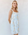 FITTED SMOCKED BACK MINI DRESS IN WILDFLOWER STRIPES PRINT