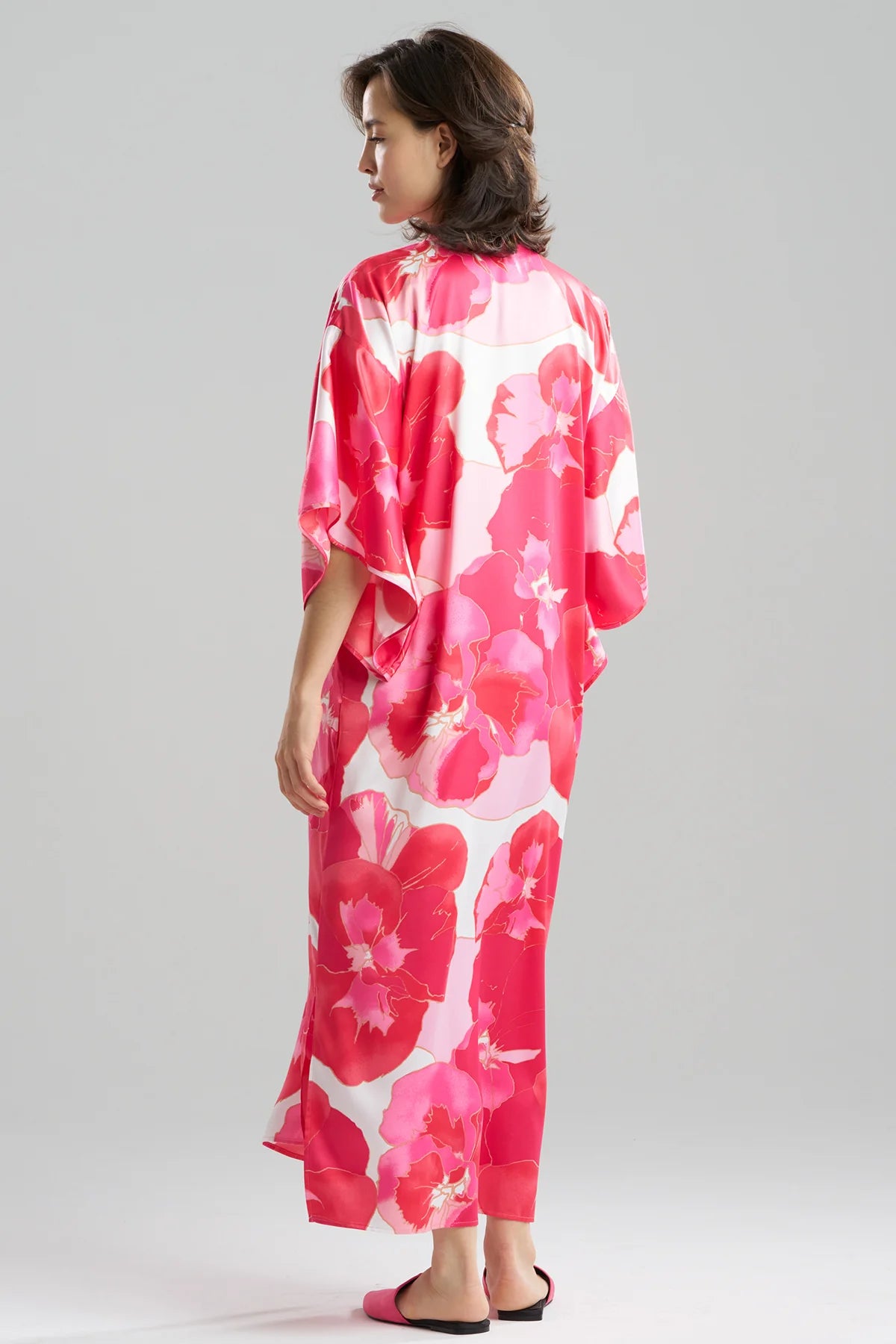 FLORIA PRINTED SATIN MANDARIN CAFTAN