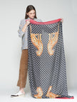 LEOPARD AND STAR PRINT FOULARD