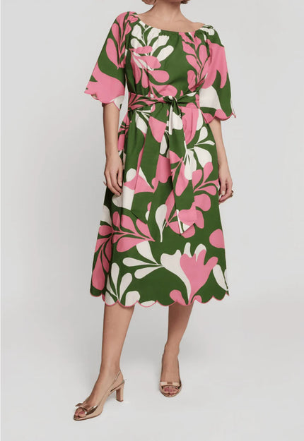 COCO MIDI DRESS IN  MODERN PALM