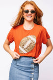 BURNT ORANGE JEWELED FOOTBALL TEE