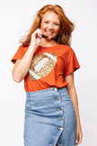BURNT ORANGE JEWELED FOOTBALL TEE
