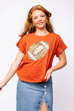 BURNT ORANGE JEWELED FOOTBALL TEE