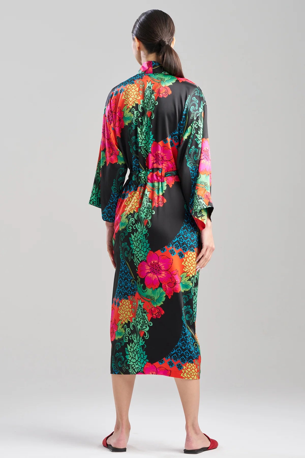 HARVEST PRINTED SATIN ROBE
