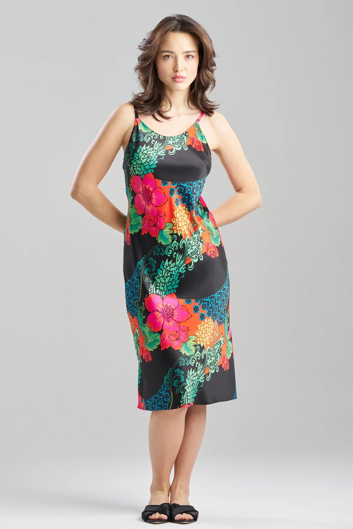HARVEST PRINTED SATIN SLIP DRESS