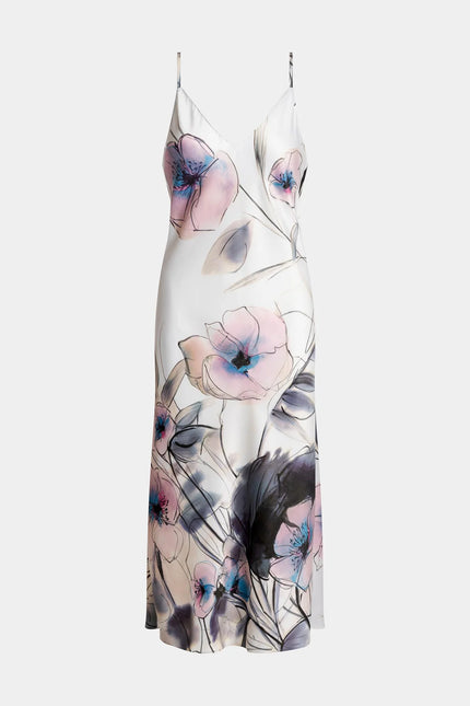 HIYAKU PRINTED CHARMEUSE SLIP DRESS