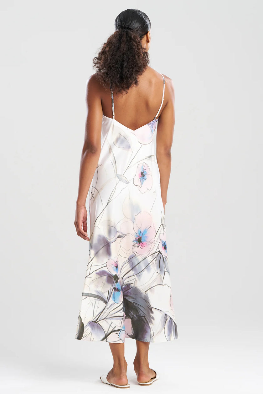 HIYAKU PRINTED CHARMEUSE SLIP DRESS