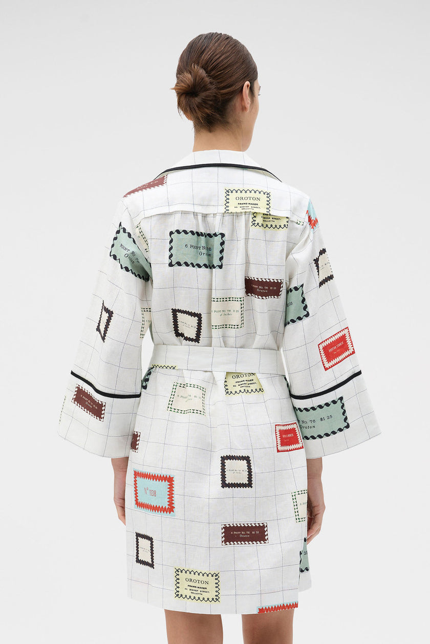 VINTAGE LABEL PRINT TUNIC DRESS